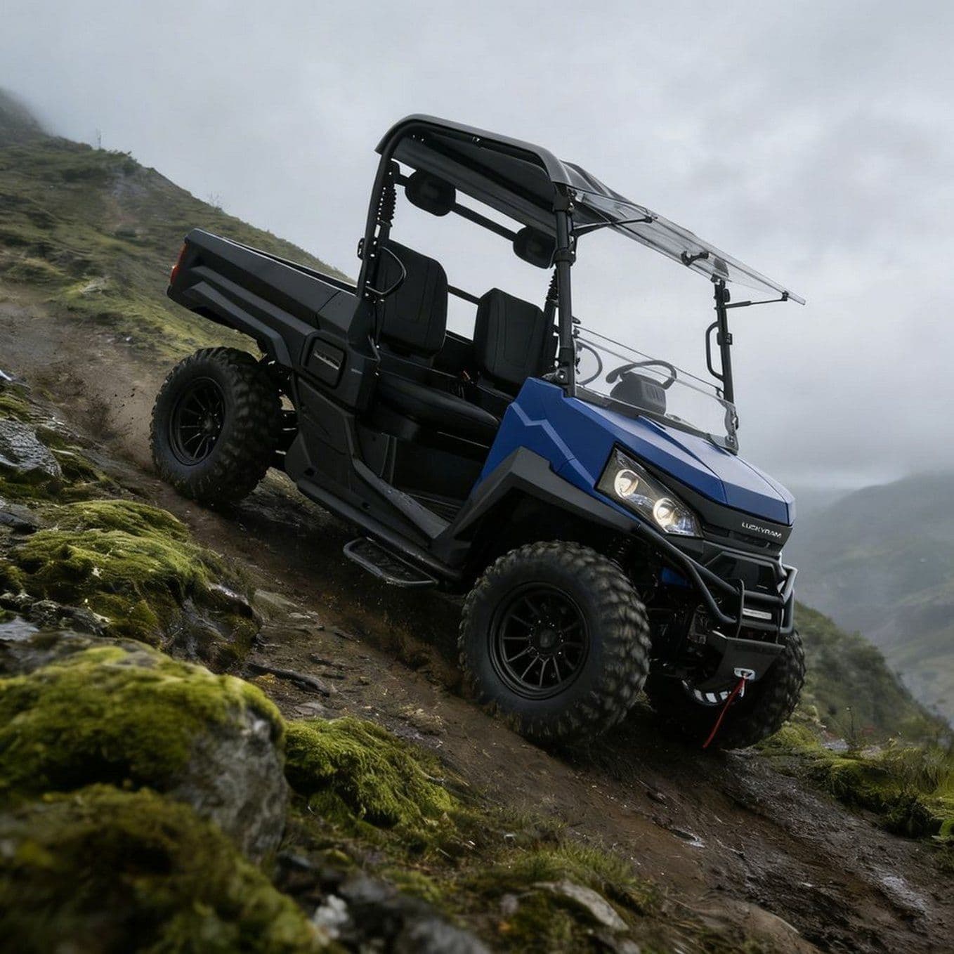 Motor AC 10KW 4WD UTV 73.6V 150Ah 670kg Memuat 400mm Rendam