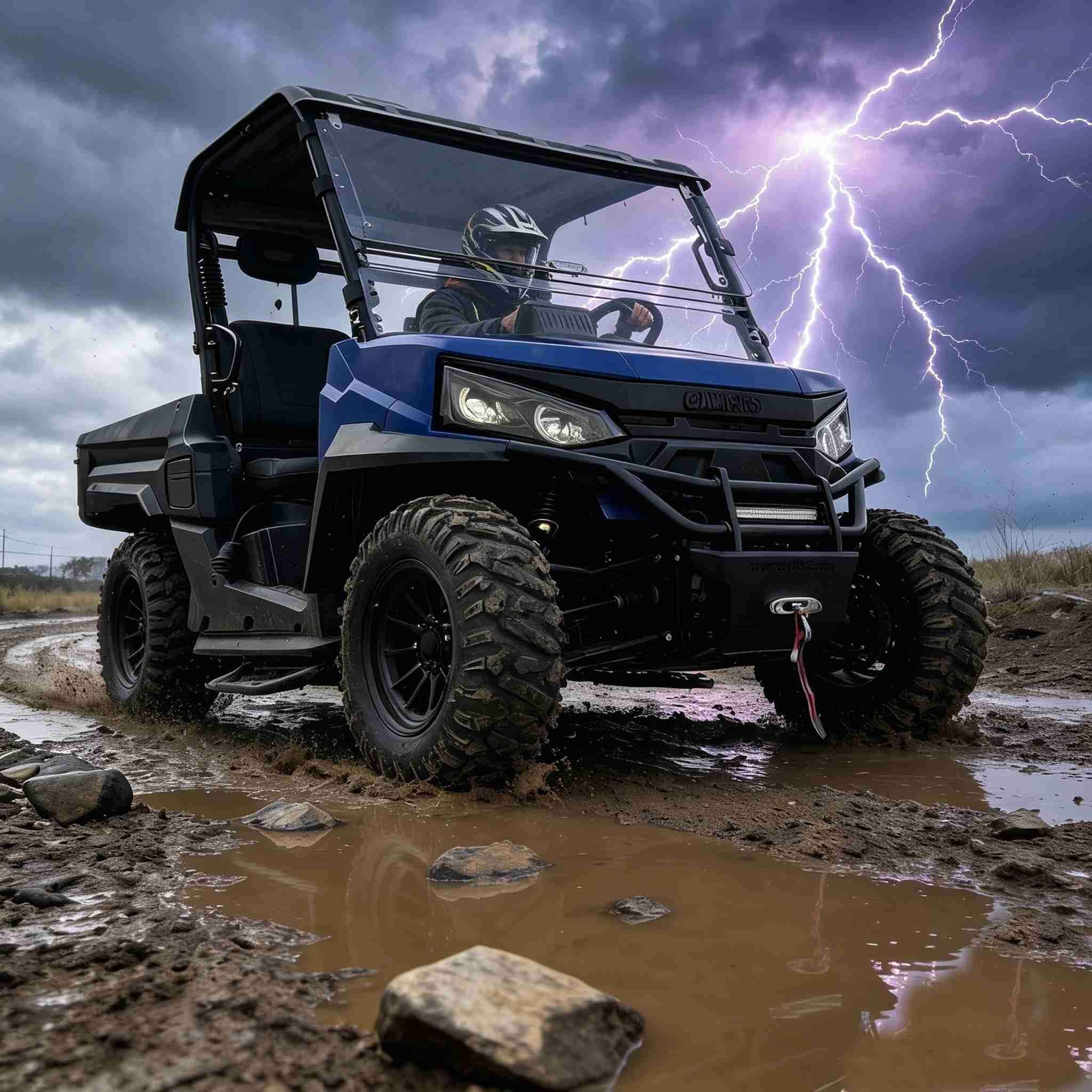 Motor AC 10KW Listrik UTV 4WD 150Ah Baterai Tempat Tidur Kargo 350kg